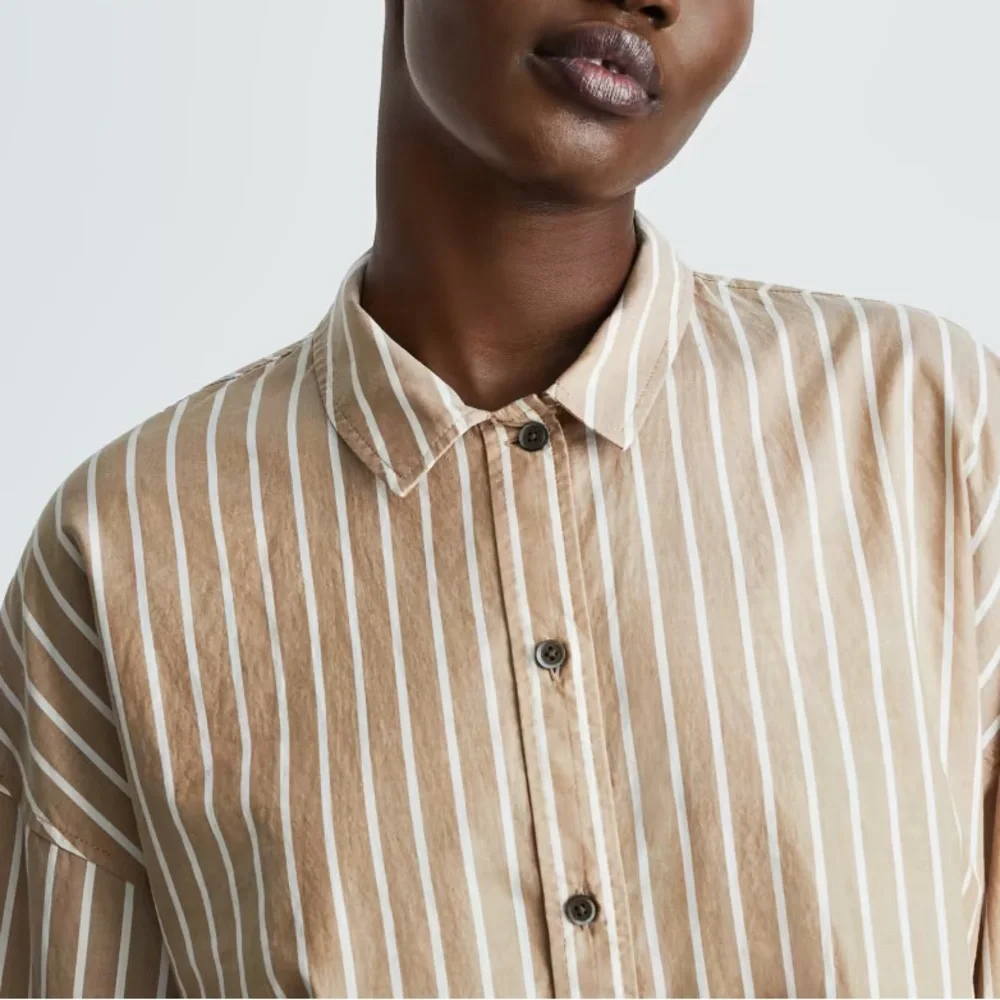 Everlane The Woven P.J. Top in Burn Stripe - Picture 3 of 6